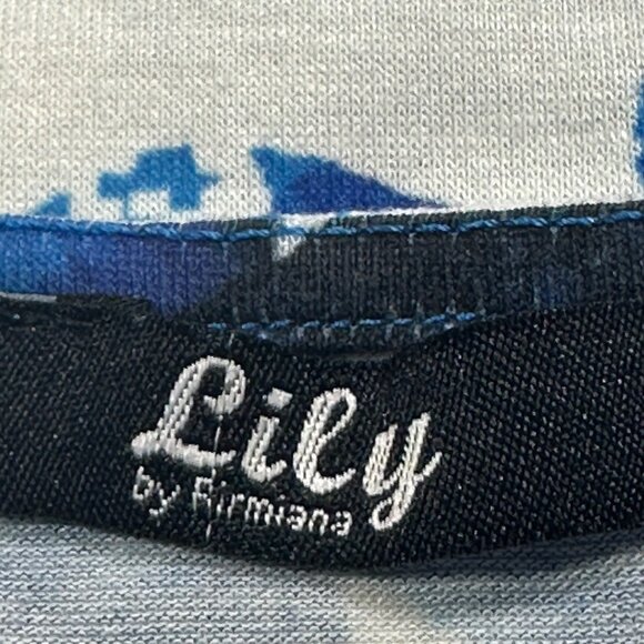 Lily By Firmiana Sleeveless Blue Leaf Print Tunic 3XL Beachy Summer Tropical - Picture 3 of 10